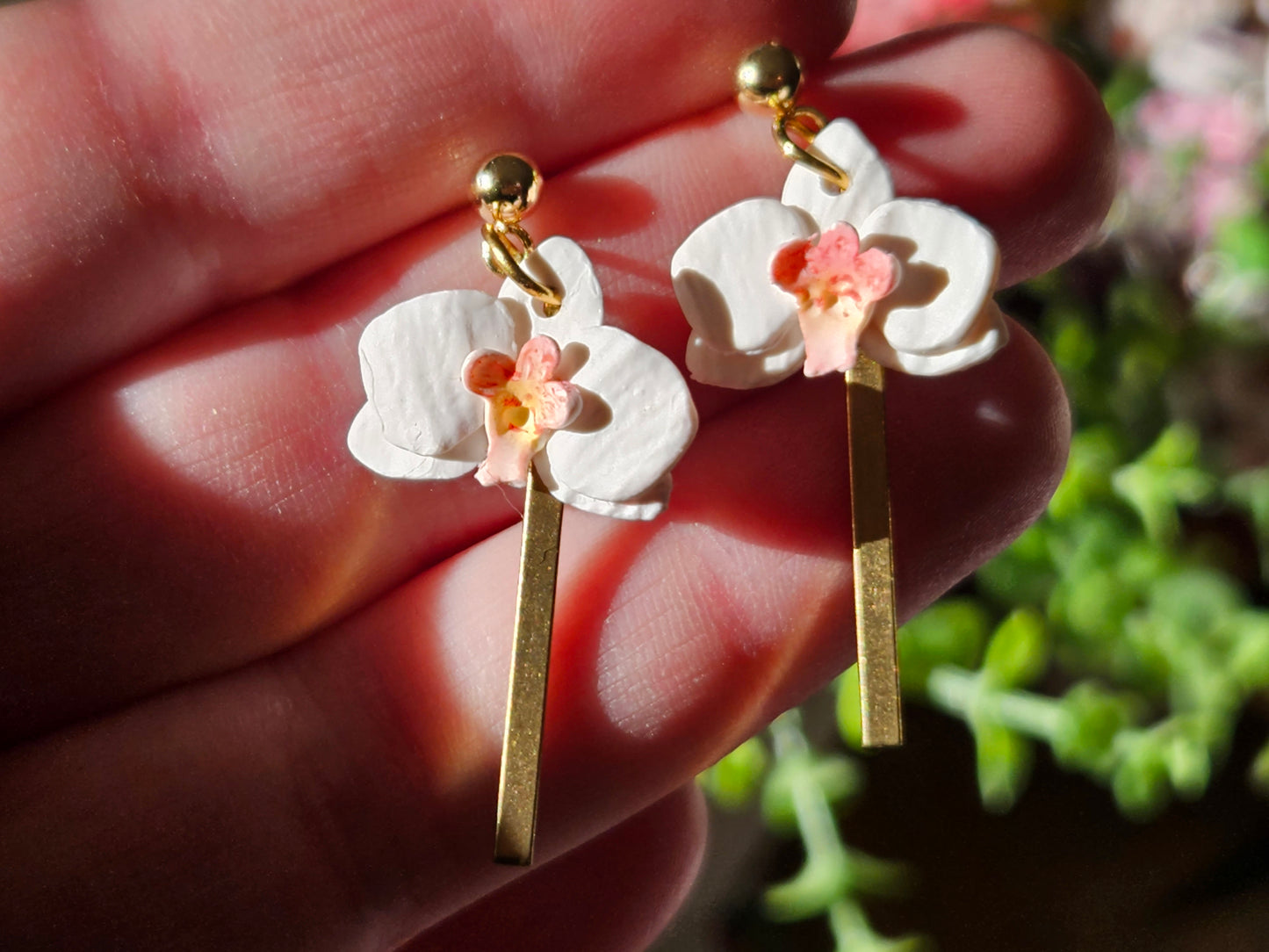 White Orchid Earrings