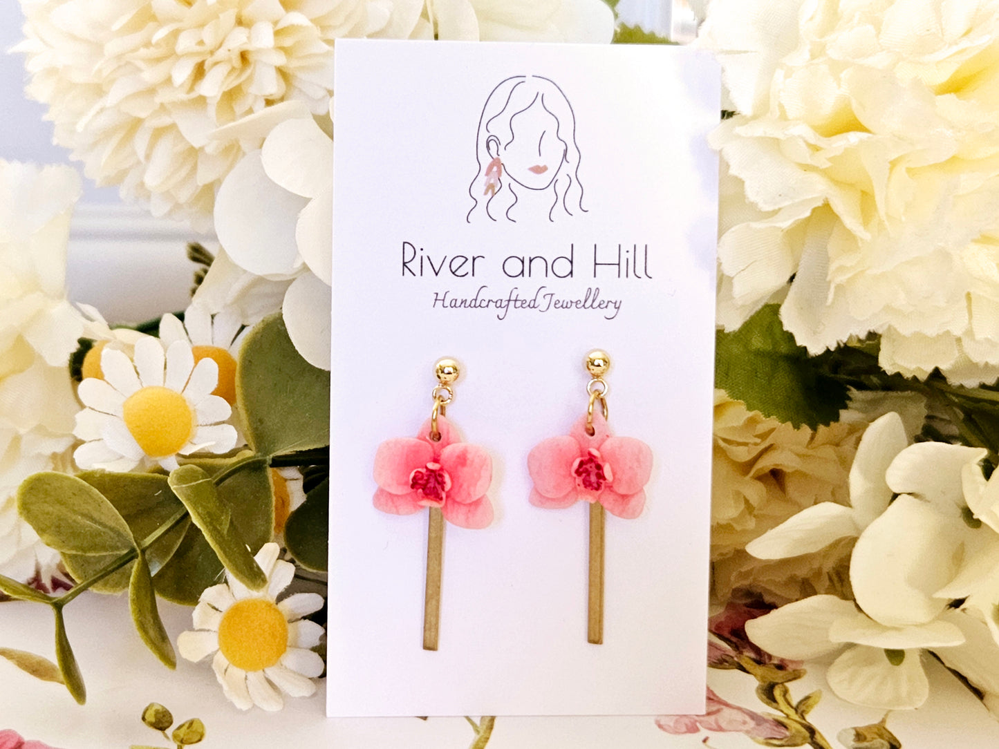 Pink Orchid Earrings