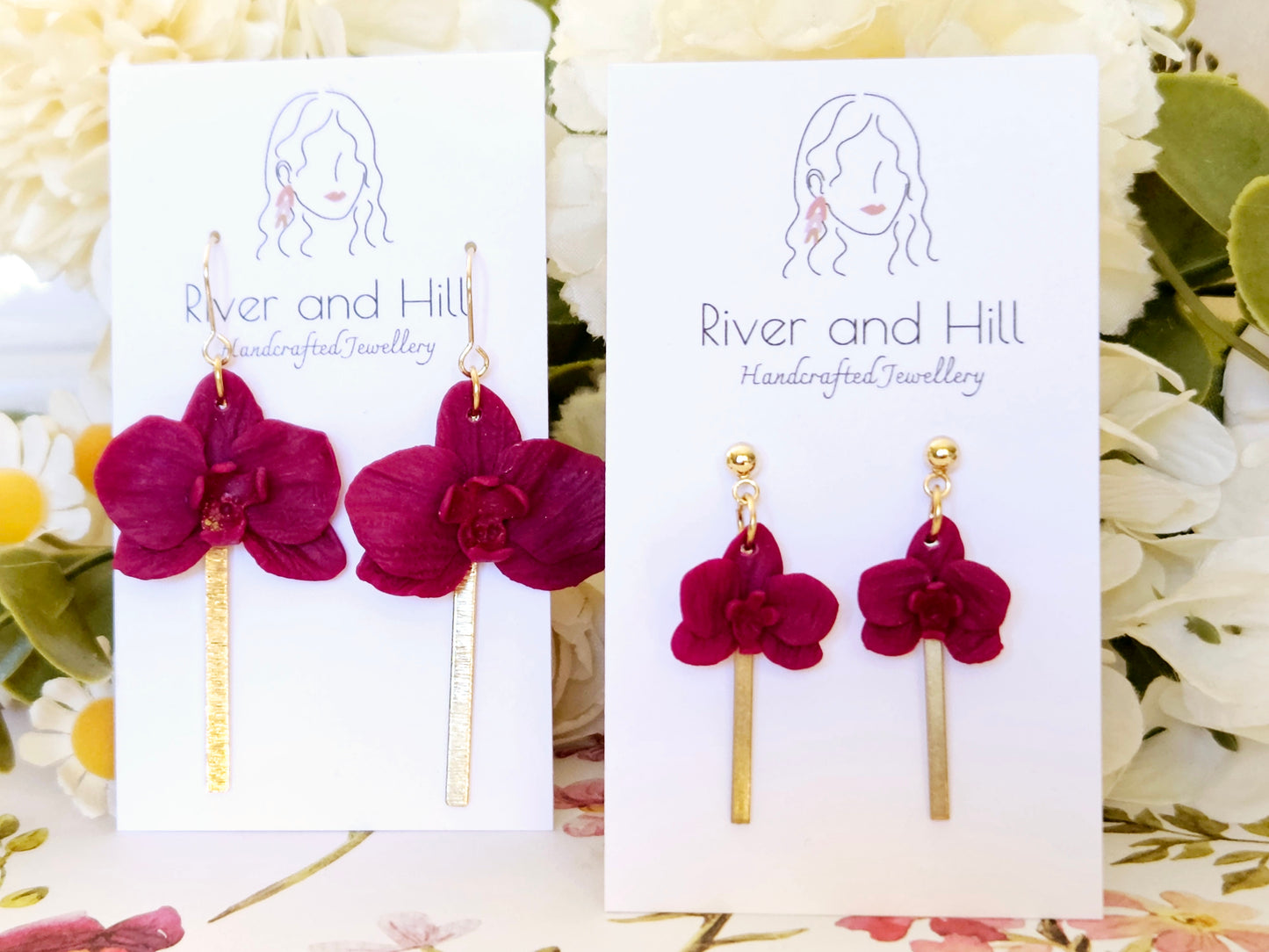 Purple Orchid Hook Earrings