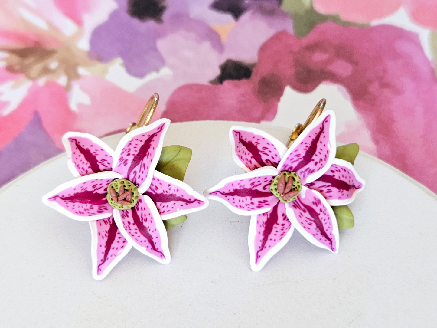 Stargazer Lily Rose Gold Earrings