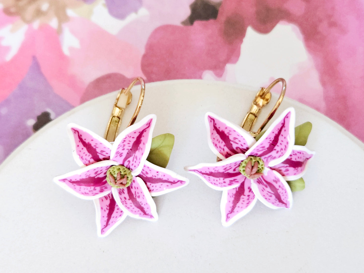 Stargazer Lily Rose Gold Earrings