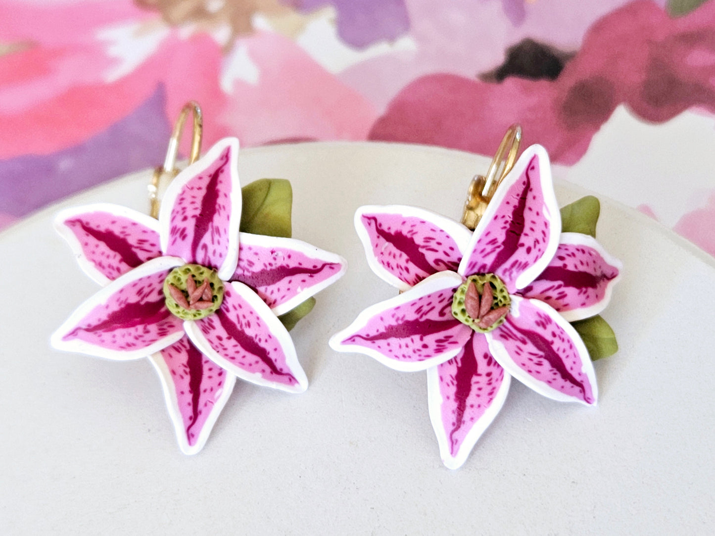 Stargazer Lily Rose Gold Earrings