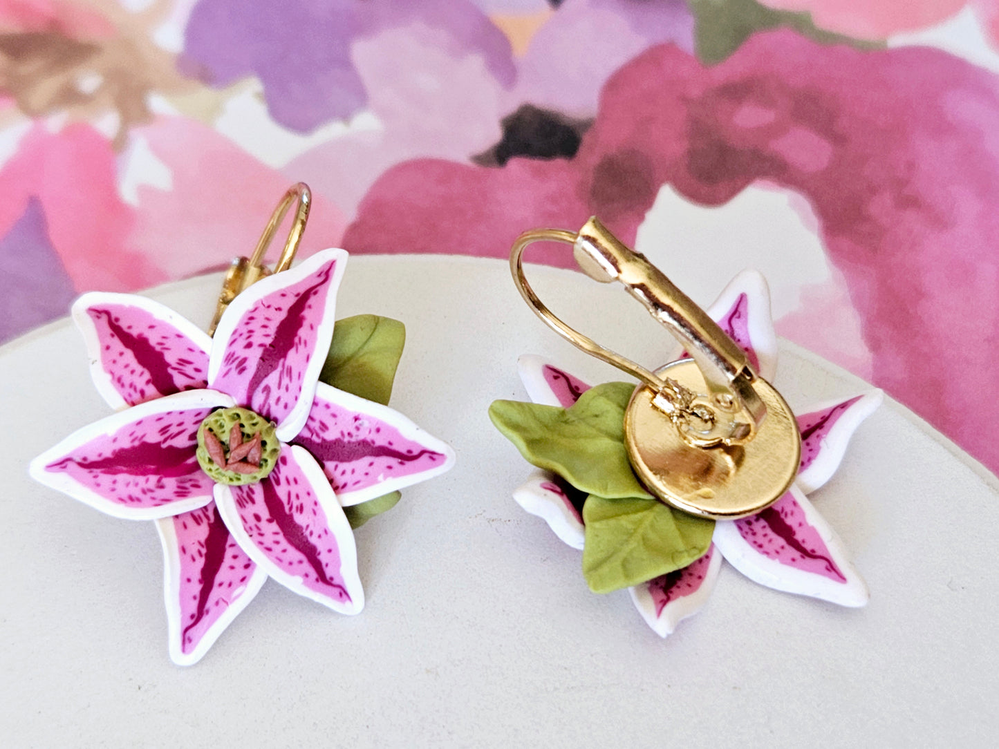 Stargazer Lily Rose Gold Earrings