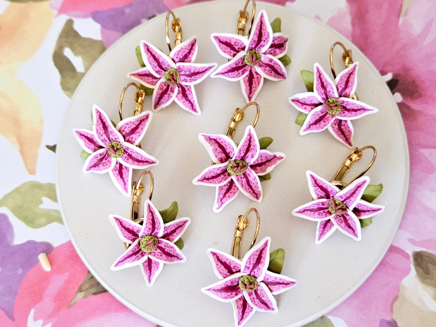 Stargazer Lily Rose Gold Earrings