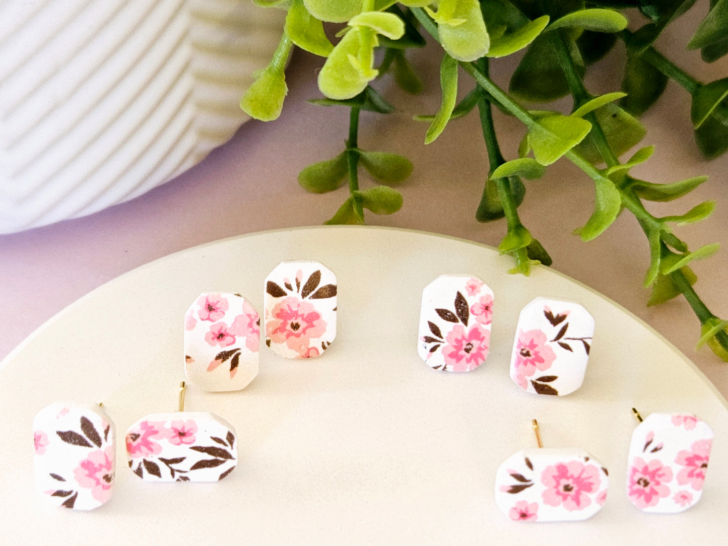 Floral Print Studs