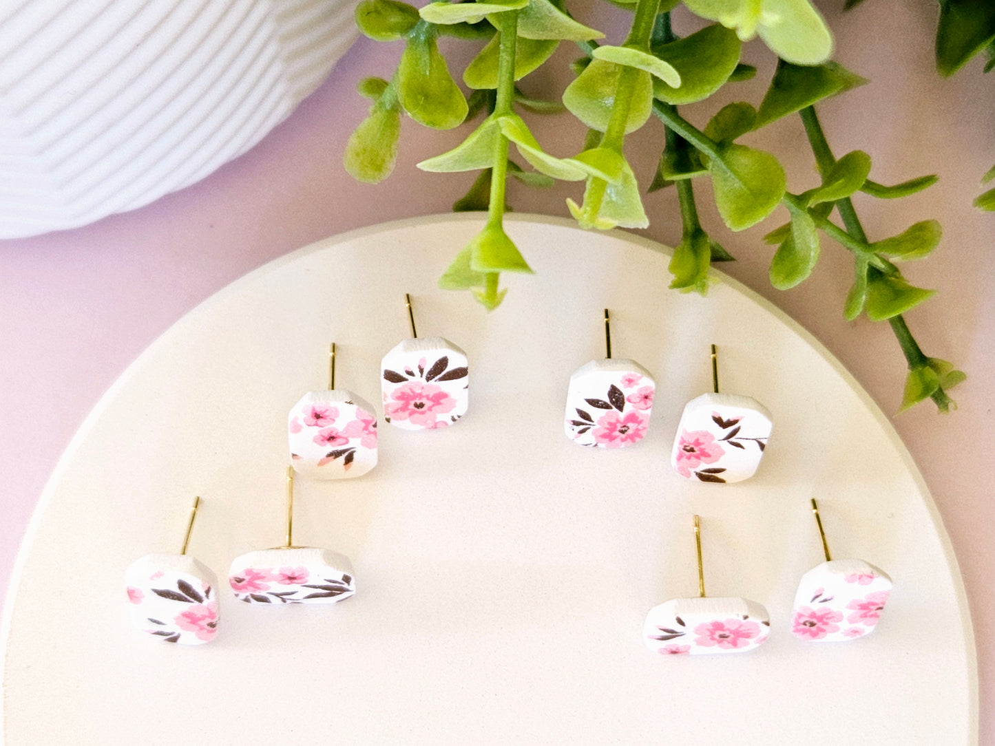 Floral Print Studs