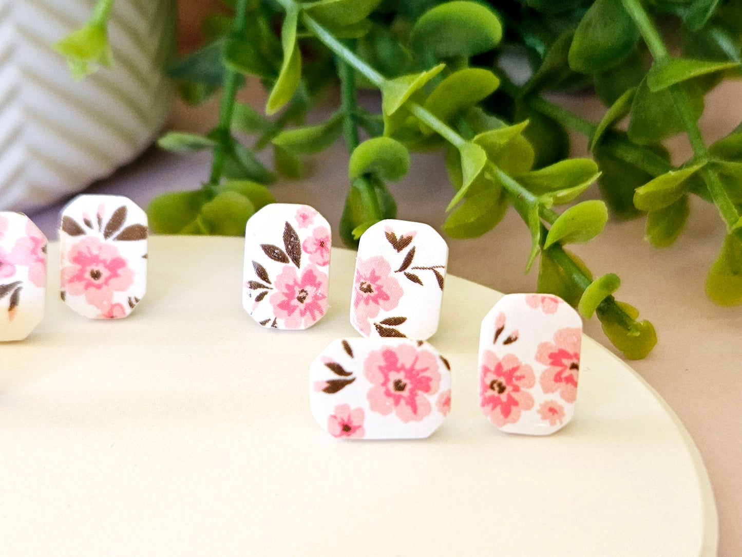 Floral Print Studs