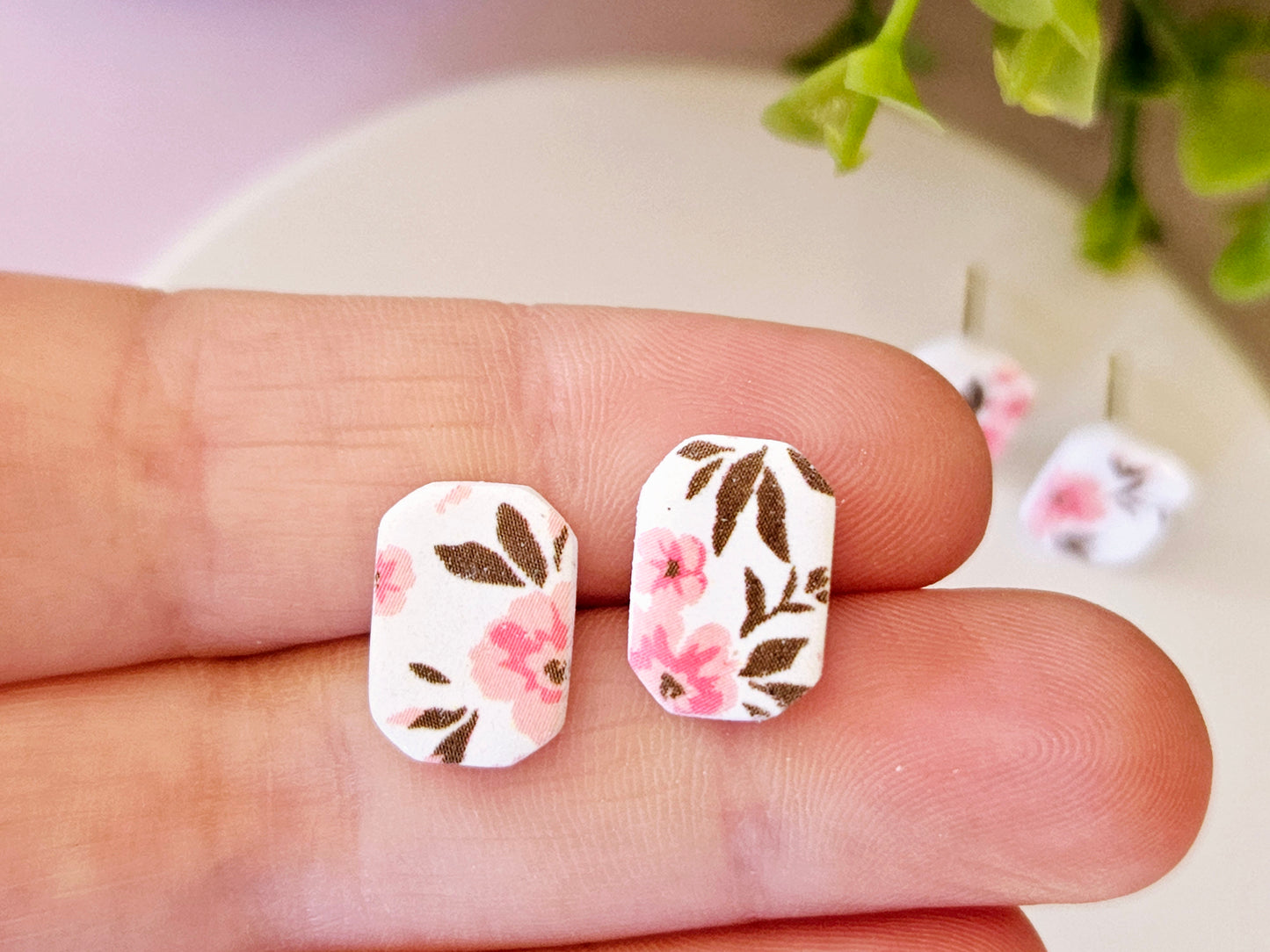 Floral Print Studs