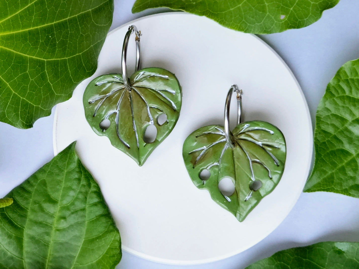 Kawakawa Silver Hoop Statement Earrings