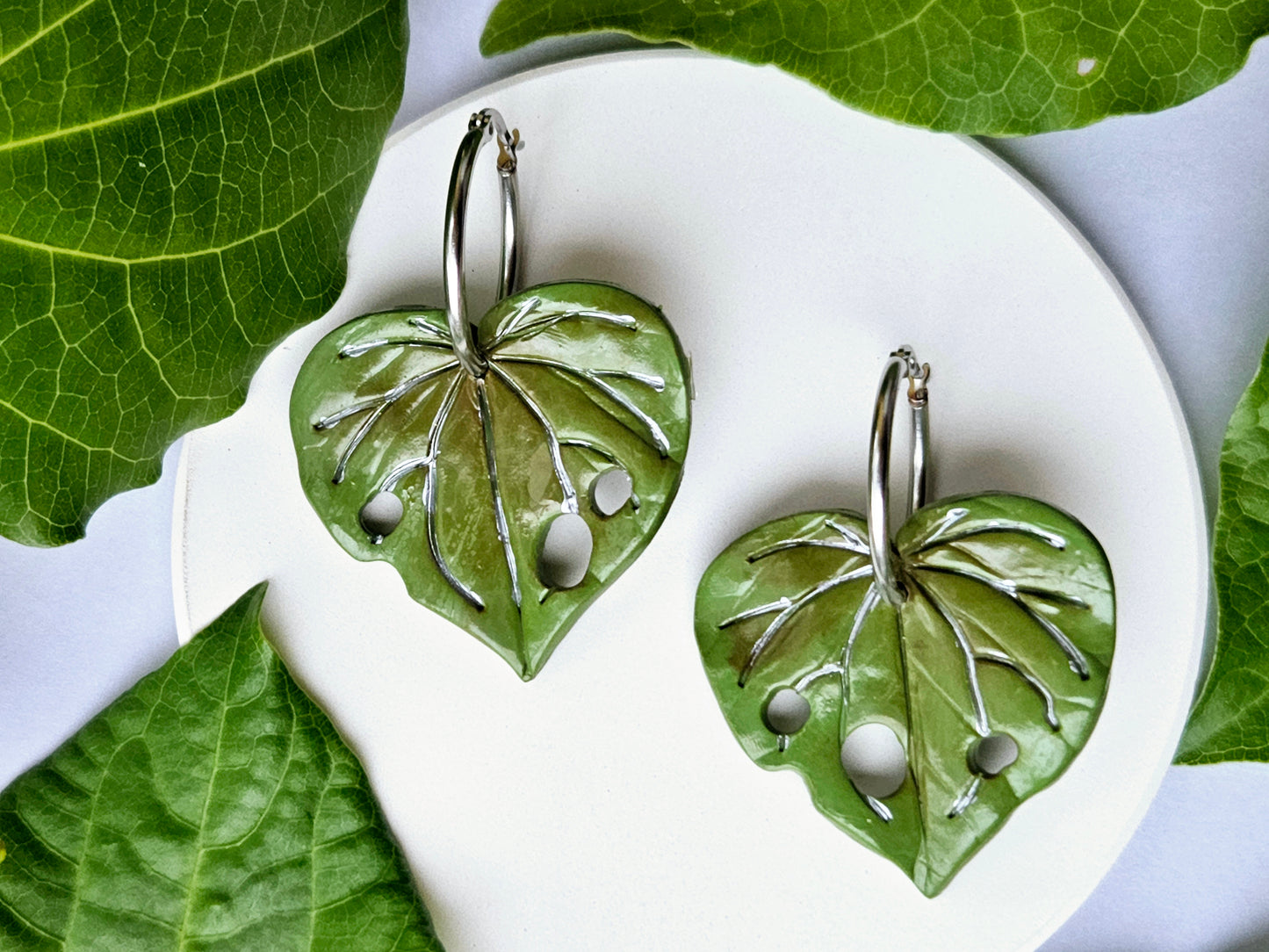 Kawakawa Silver Hoop Statement Earrings