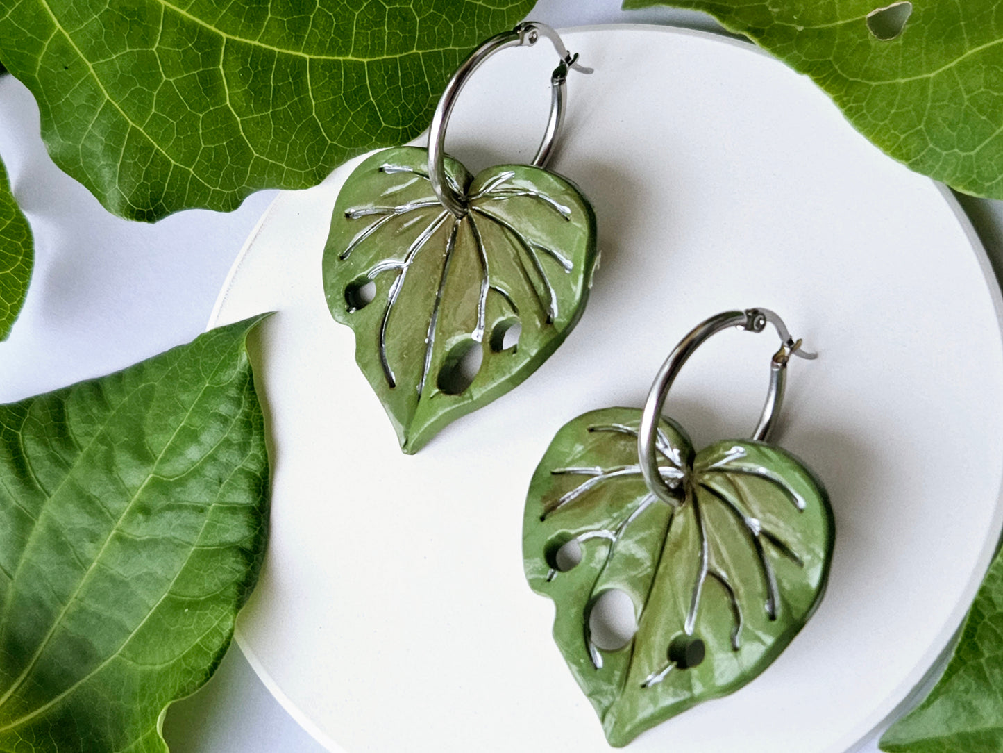 Kawakawa Silver Hoop Statement Earrings