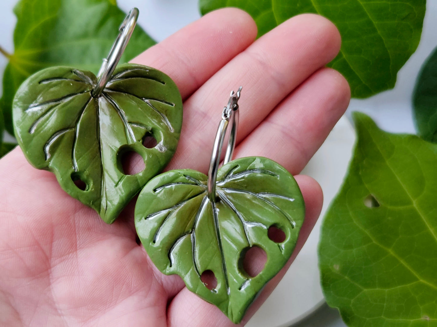 Kawakawa Silver Hoop Statement Earrings