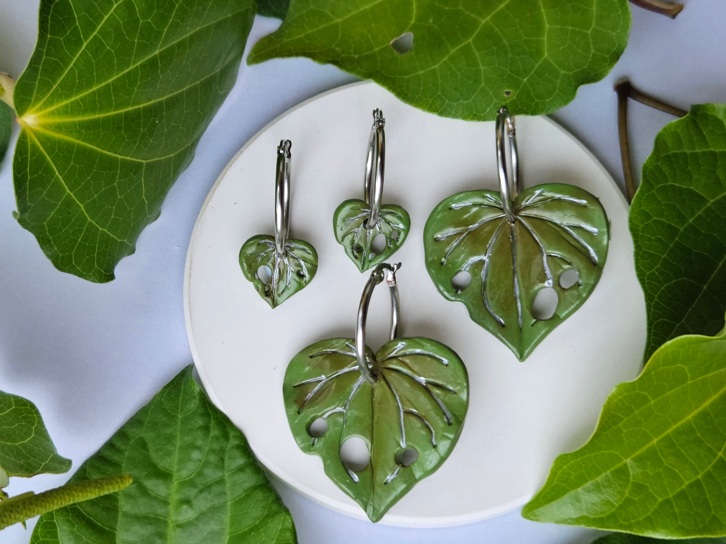 Kawakawa Silver Hoop Statement Earrings