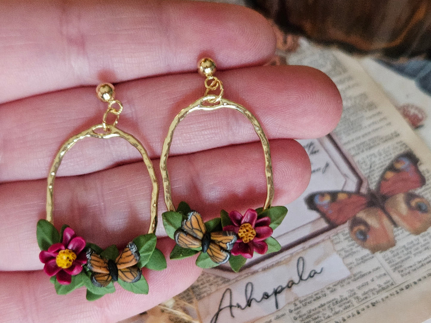 Monarch Gold Oval Earrings