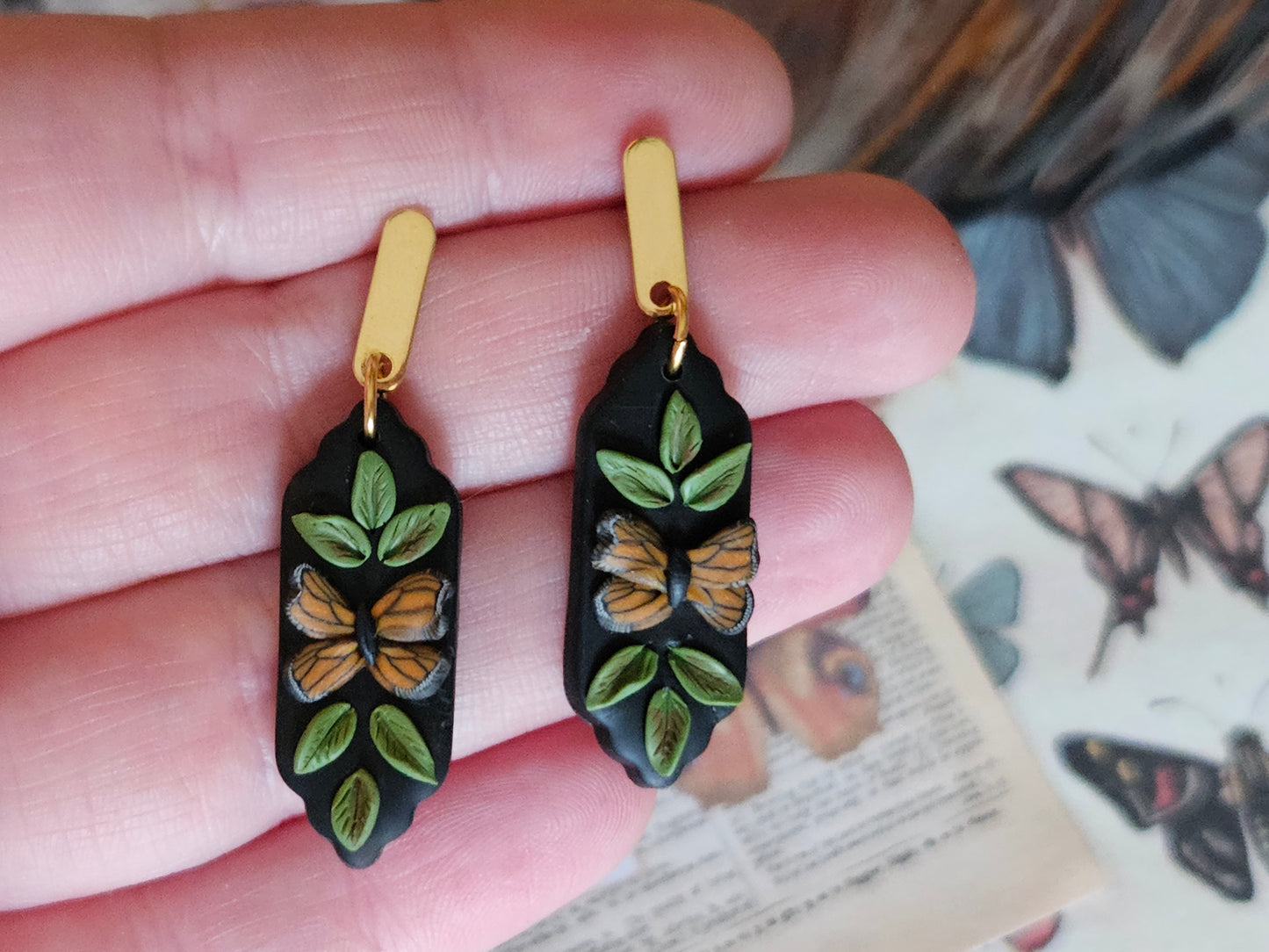 Monarch Leaf Earrings