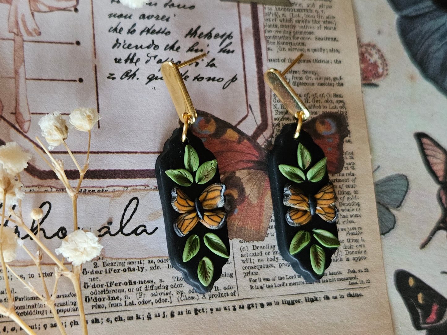 Monarch Leaf Earrings