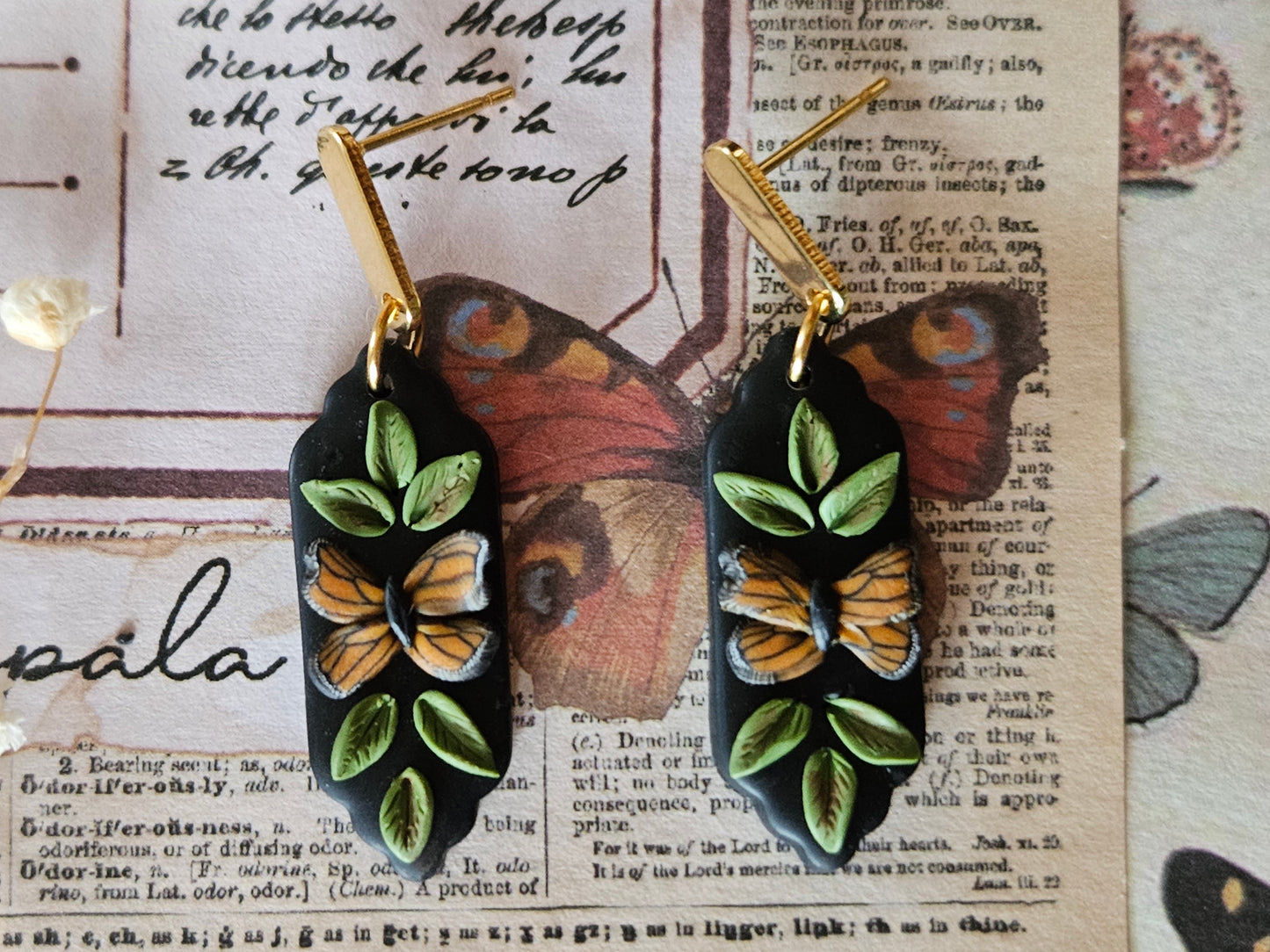 Monarch Leaf Earrings