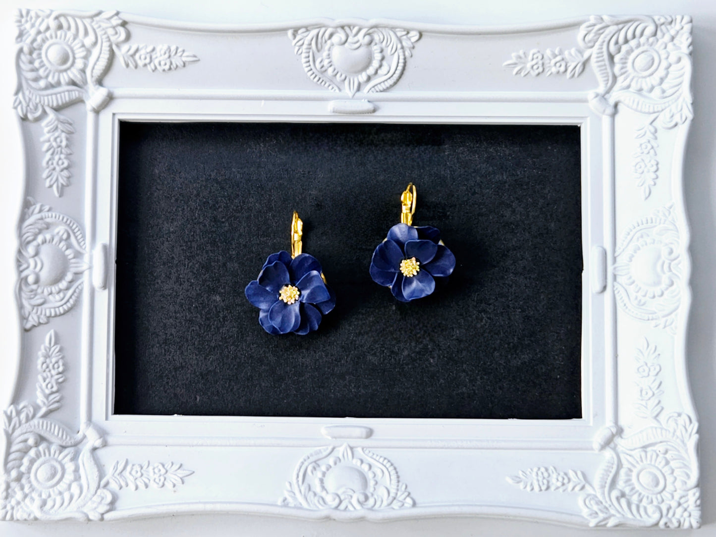 Botanical Blues Navy Flower Earrings