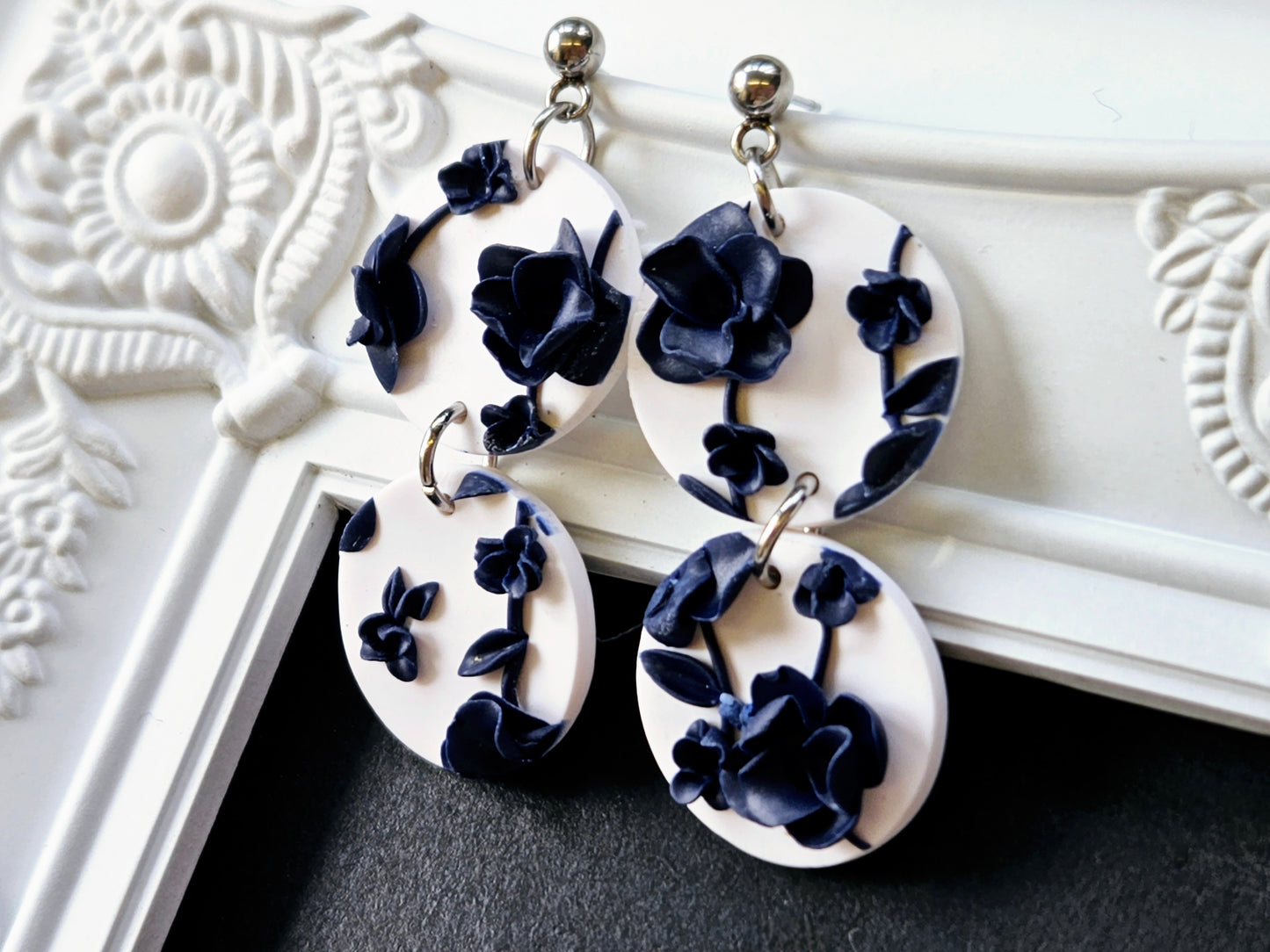 Botanical Blues Round Dangle Earrings