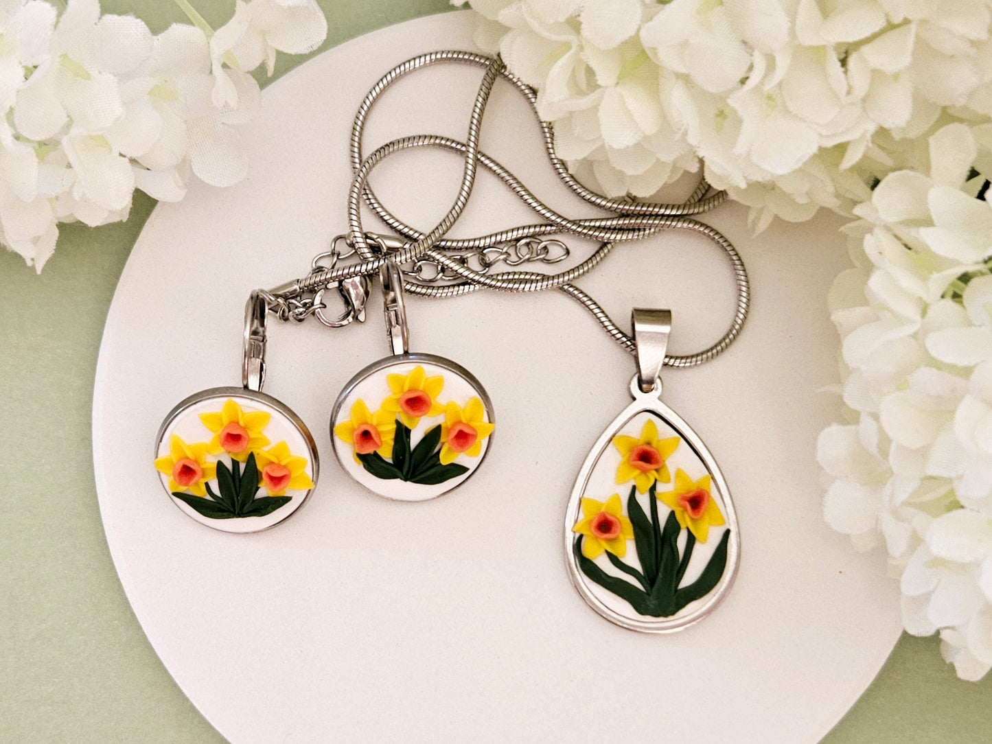 Daffodil Silver French Hooks