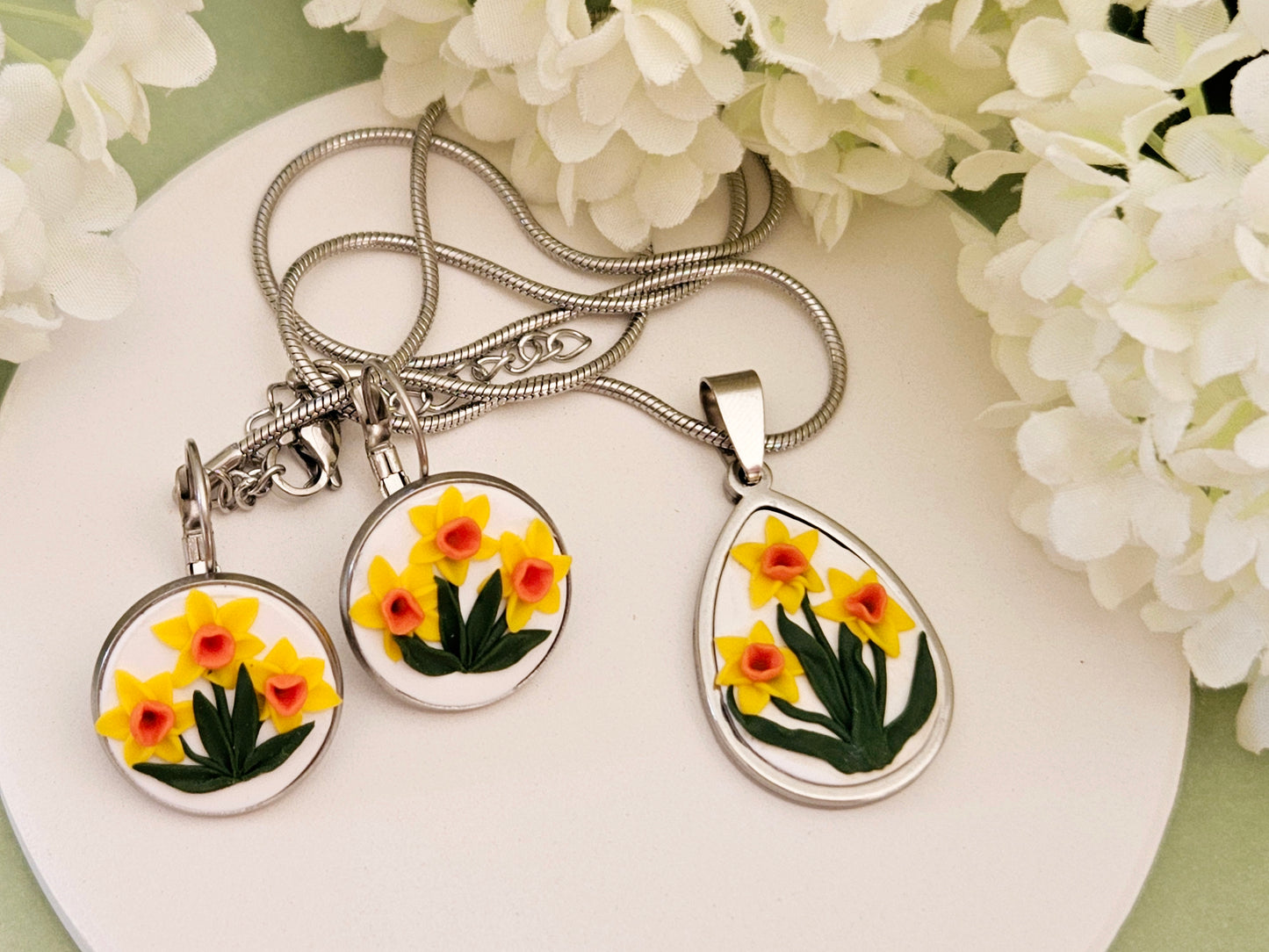 Daffodil Silver French Hooks