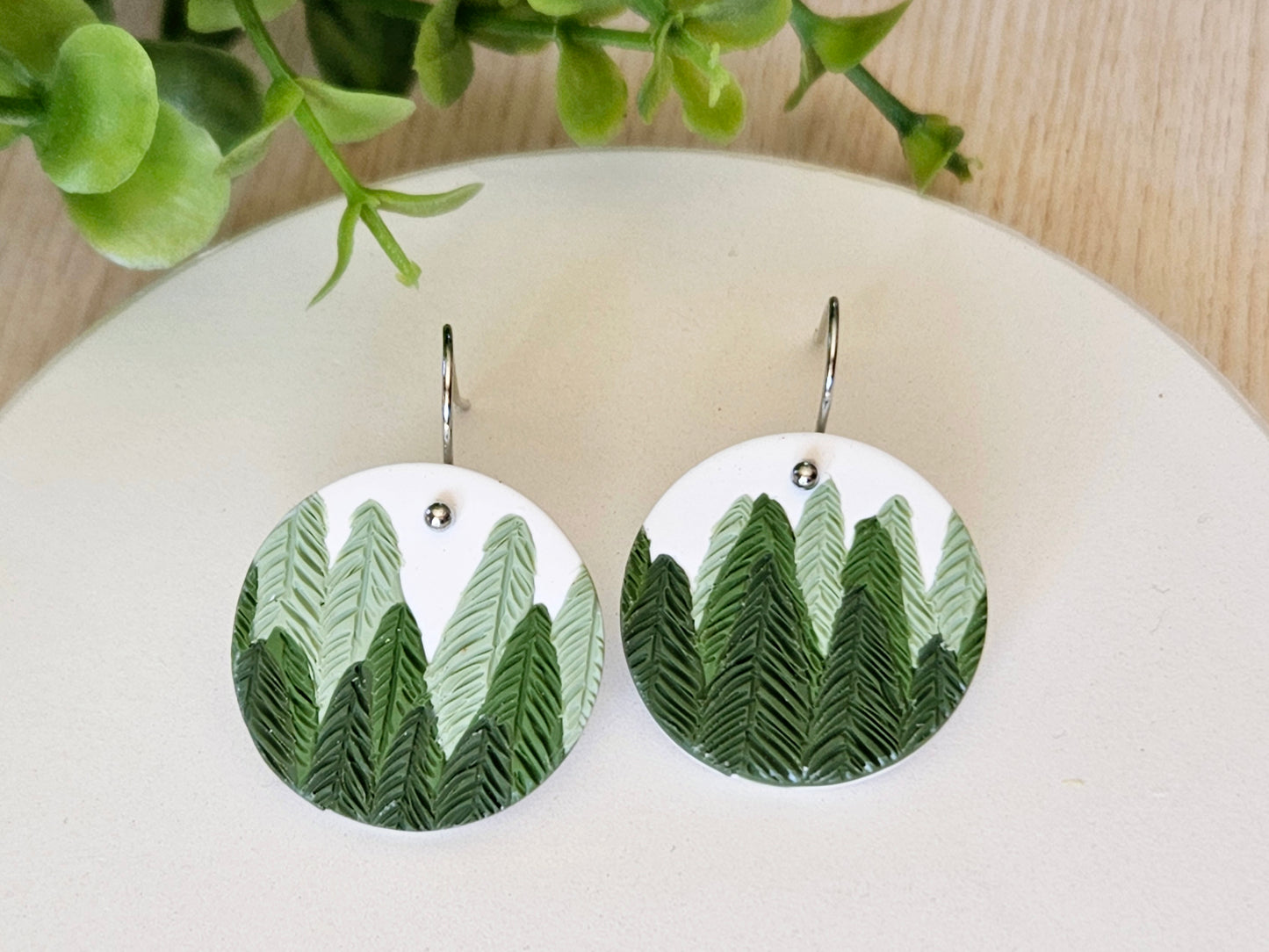 Pine Tree Disk Earrings