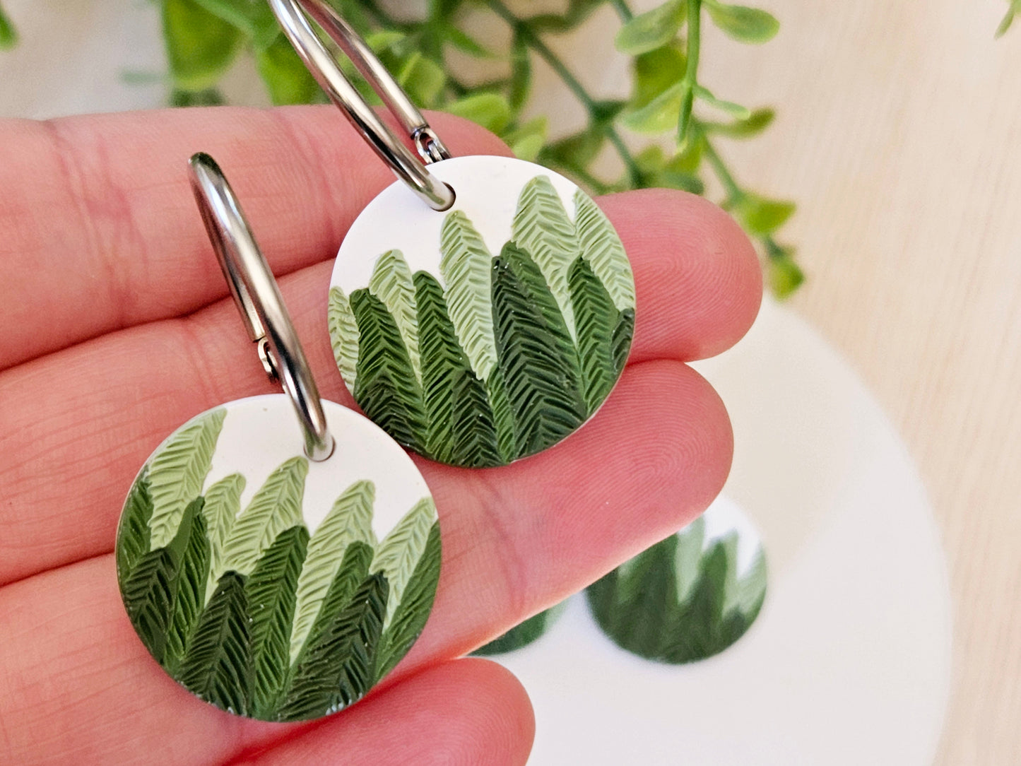 Pine Tree Disk Earrings