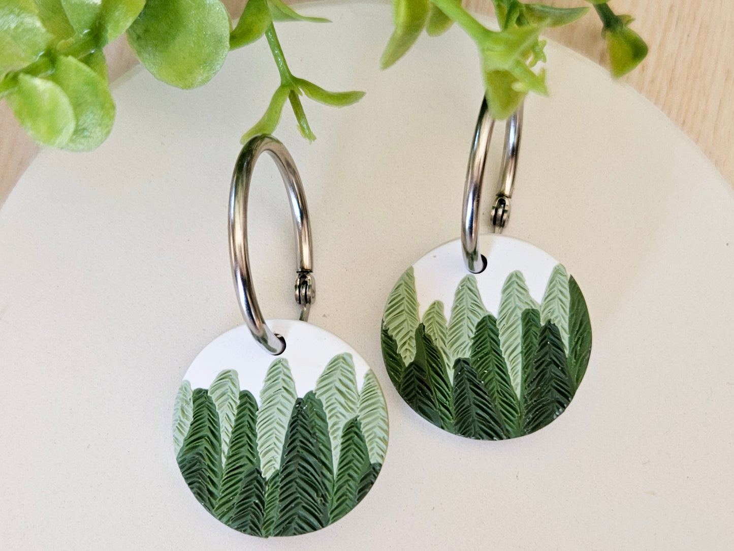 Pine Tree Disk Earrings