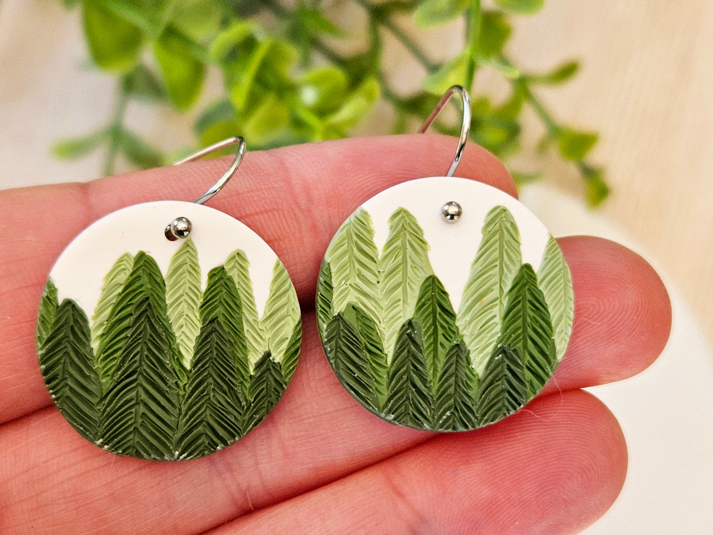 Pine Tree Disk Earrings