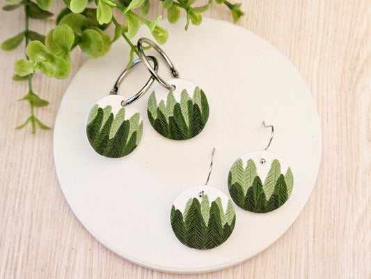 Pine Tree Disk Earrings