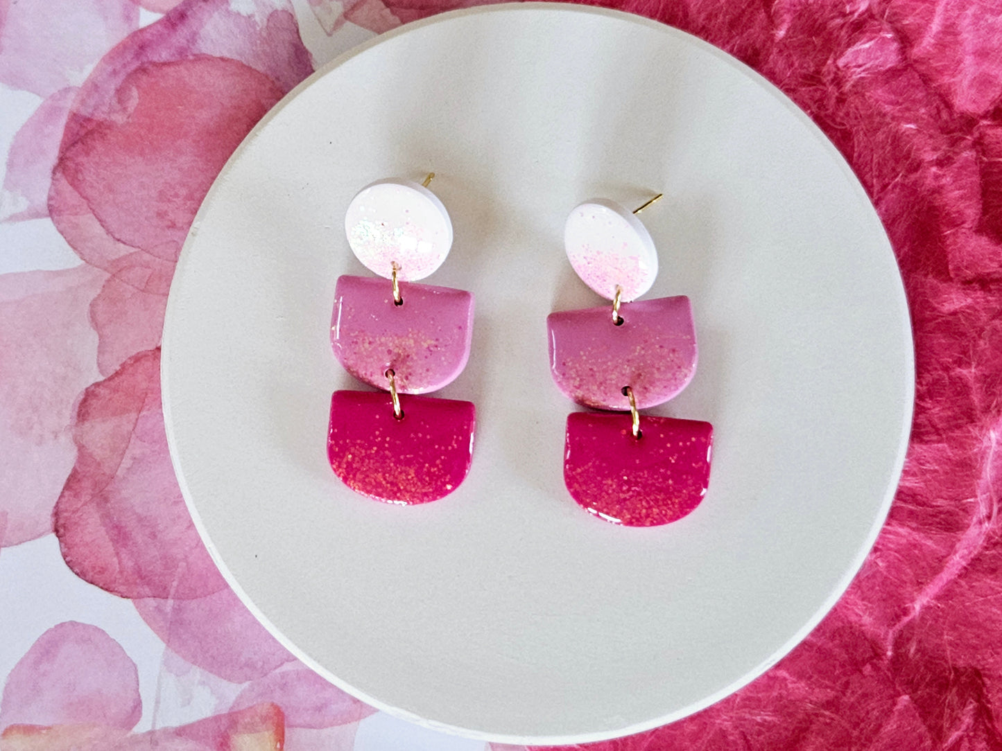 Pink Sparkle Multi Drop Earrings