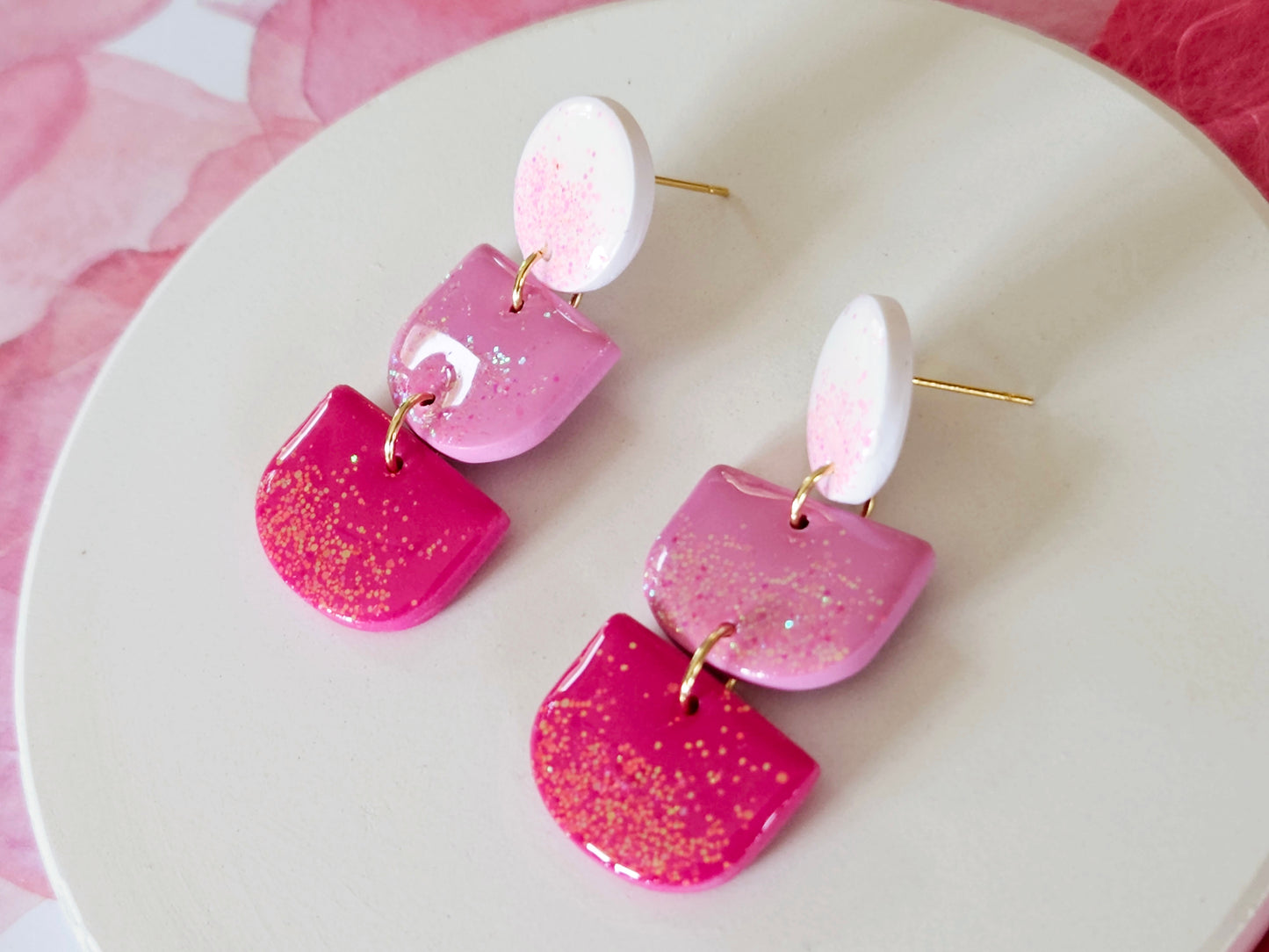 Pink Sparkle Multi Drop Earrings