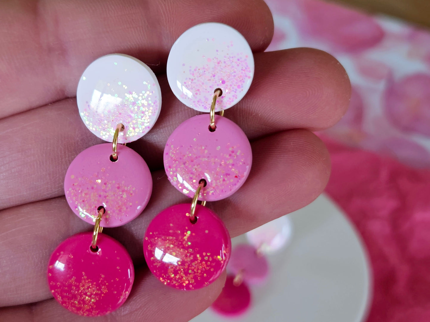 Pink Sparkle Drop Earrings