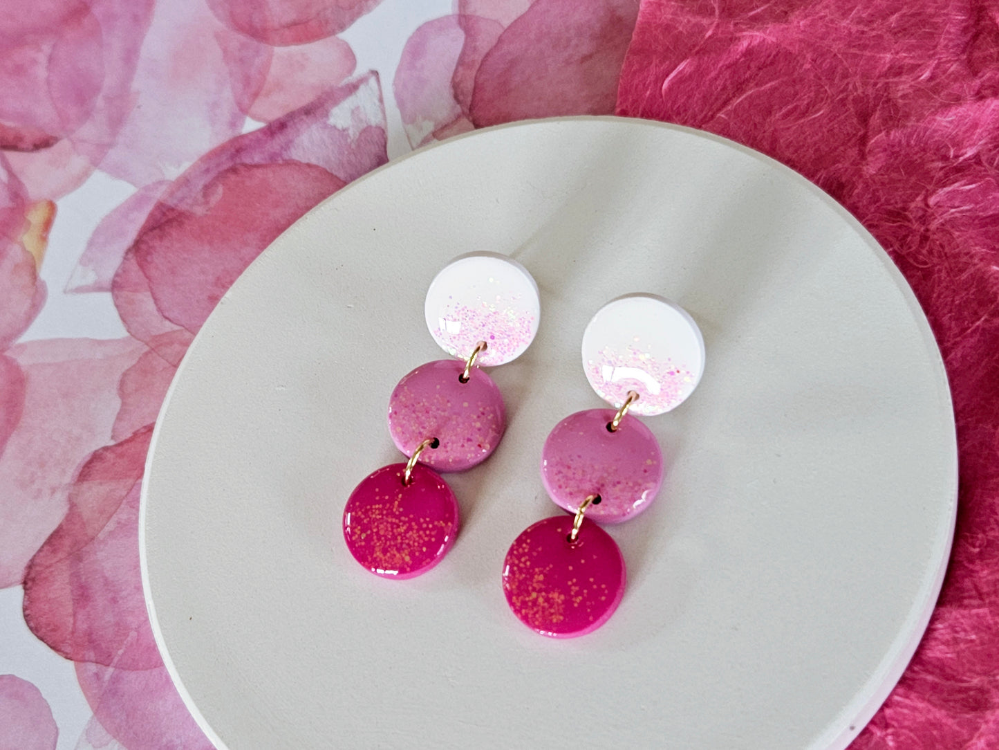 Pink Sparkle Drop Earrings