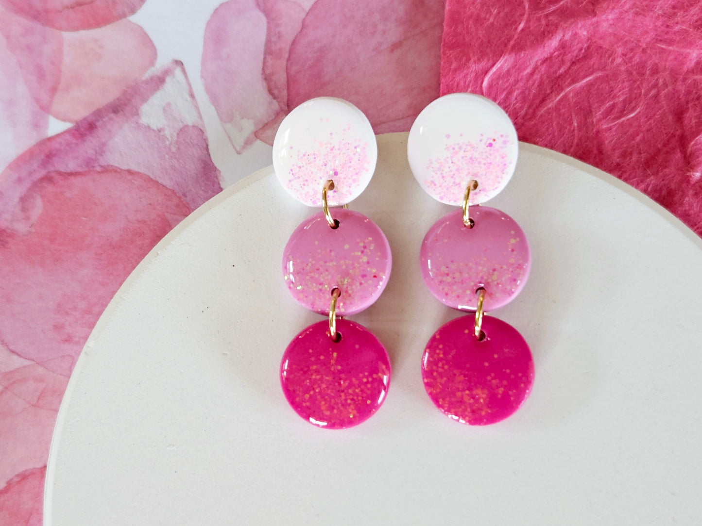 Pink Sparkle Drop Earrings