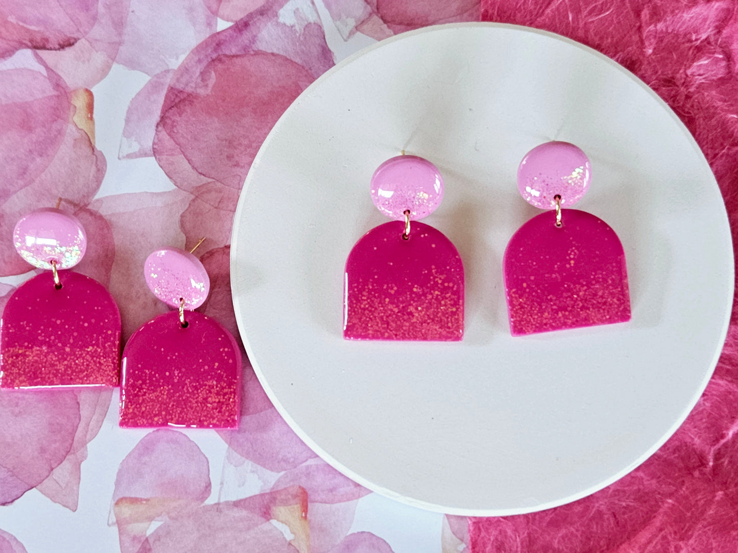 Pink Sparkle Arch Earrings