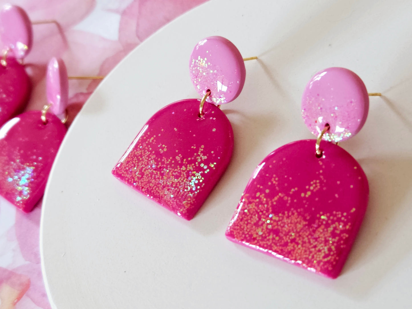 Pink Sparkle Arch Earrings