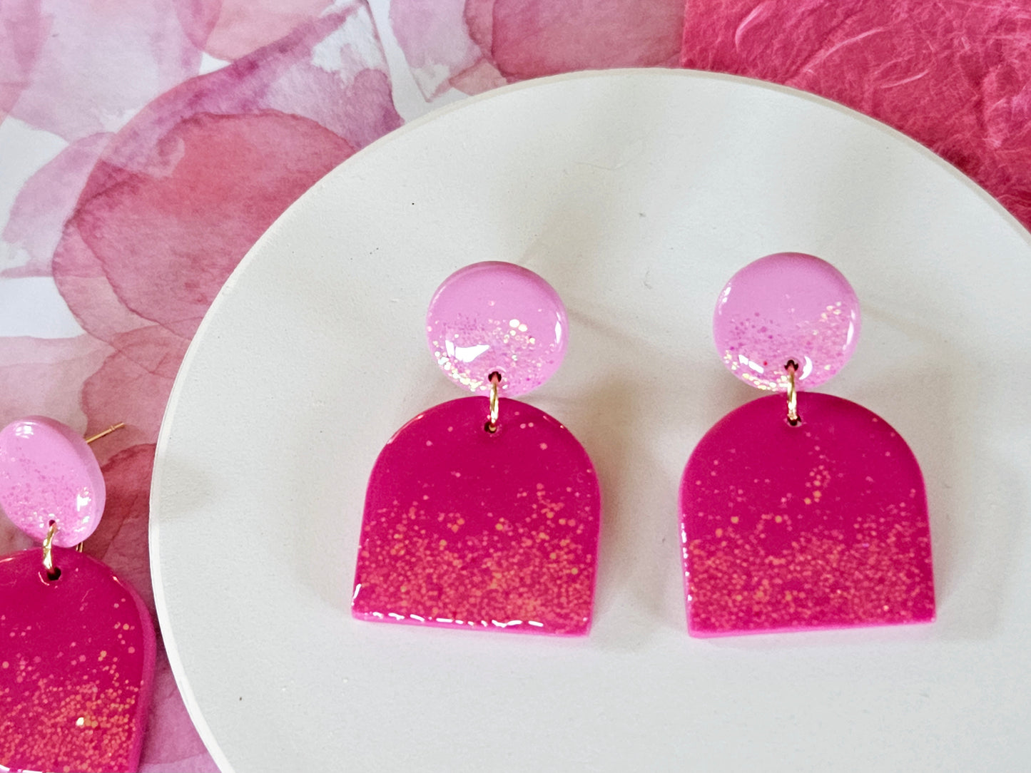 Pink Sparkle Arch Earrings