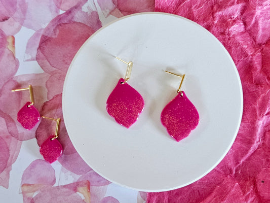 Pink Sparkle Droplet Earrings