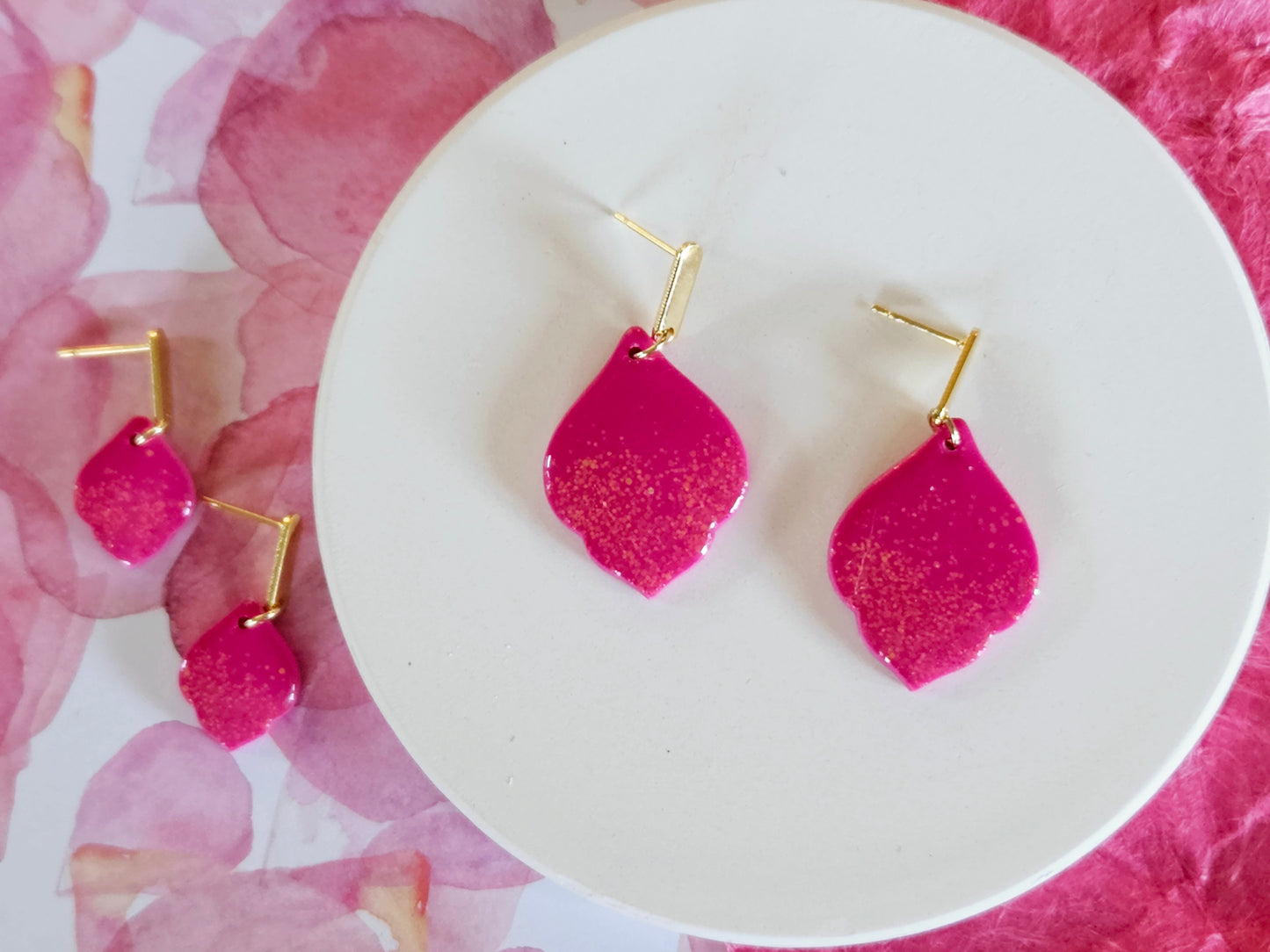 Pink Sparkle Droplet Earrings