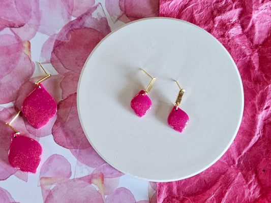 Pink Sparkle Dainty Droplet Earrings