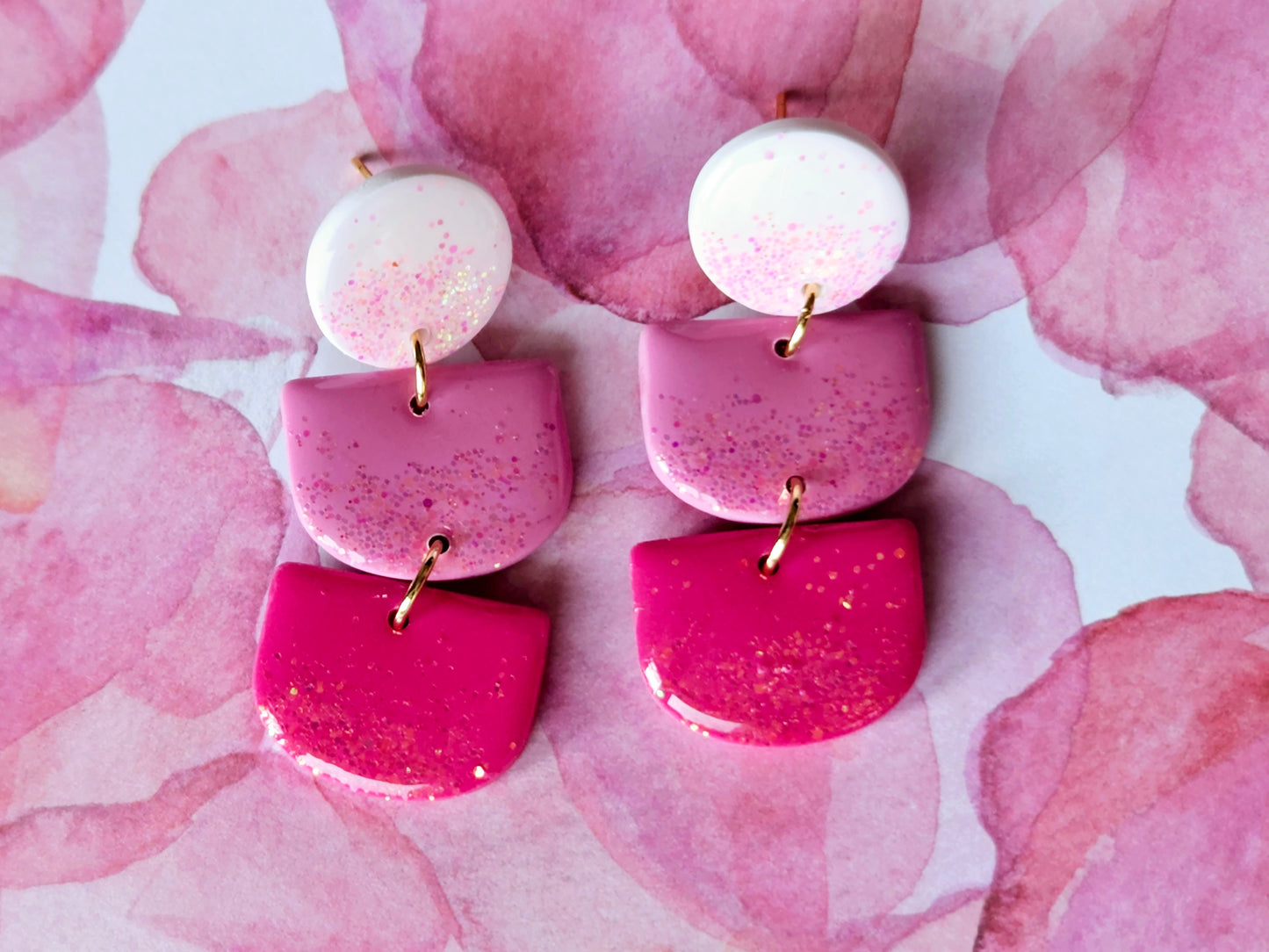 Pink Sparkle Multi Drop Earrings