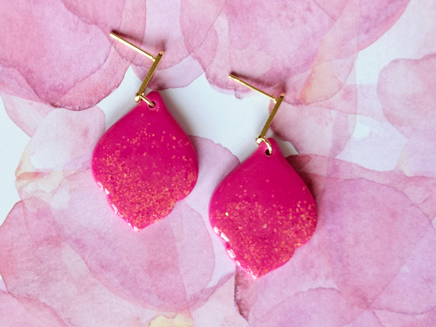 Pink Sparkle Droplet Earrings