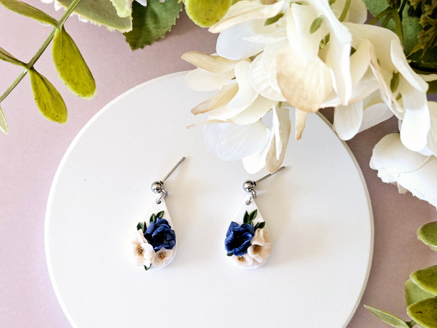 Blush and Blues Droplet Earrings Small