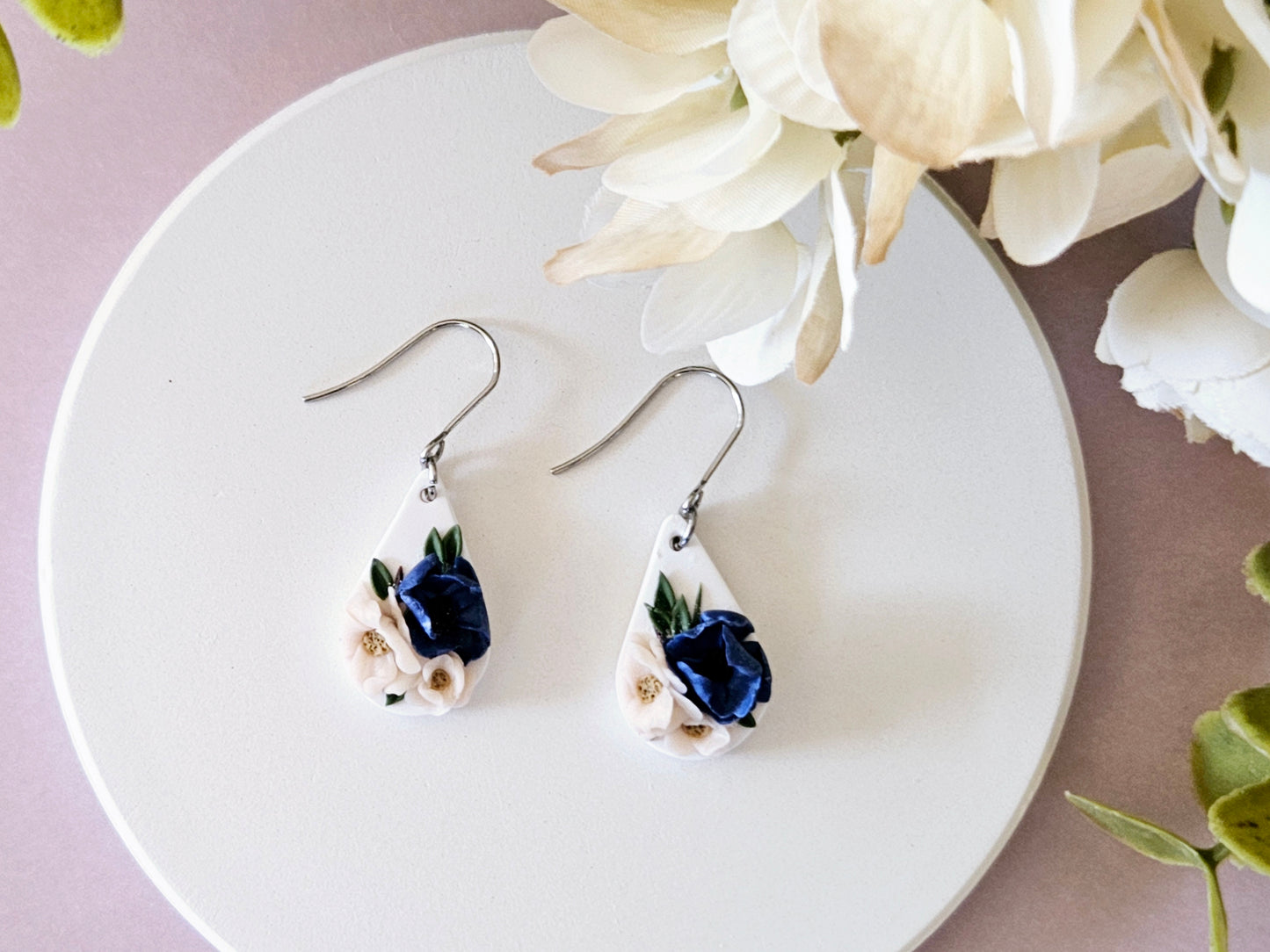 Blush and Blues Droplet Earrings Small