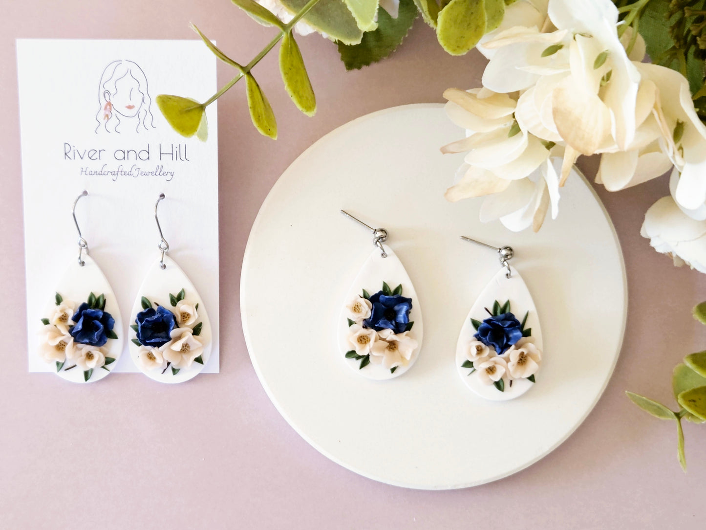 Blush and Blues Droplet Earrings