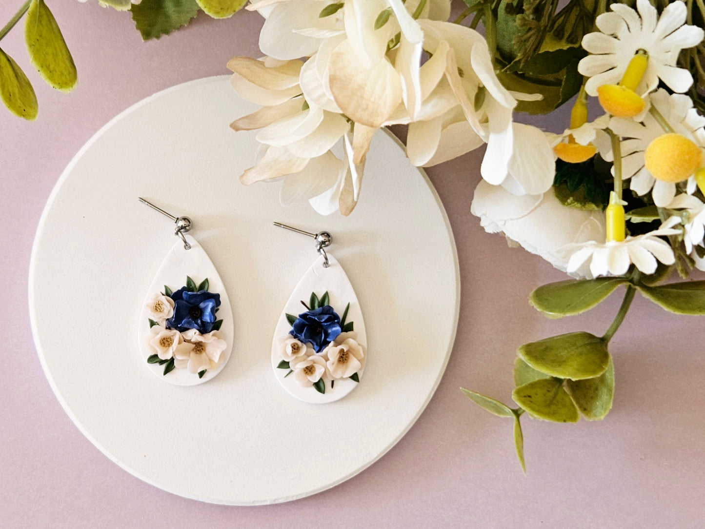 Blush and Blues Droplet Earrings