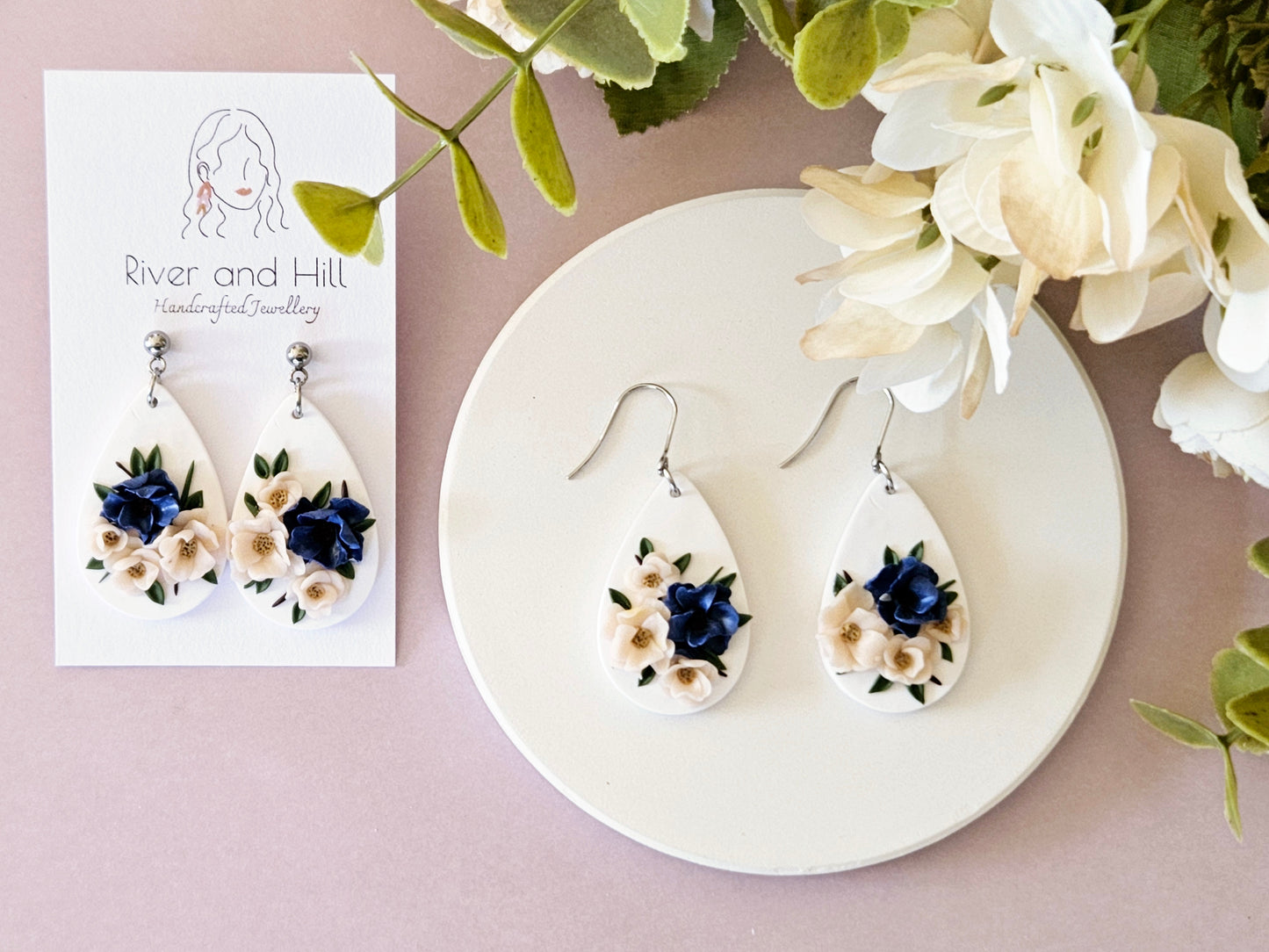 Blush and Blues Droplet Earrings