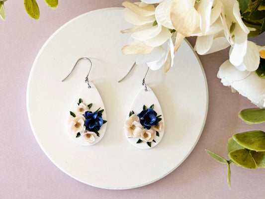 Blush and Blues Droplet Earrings