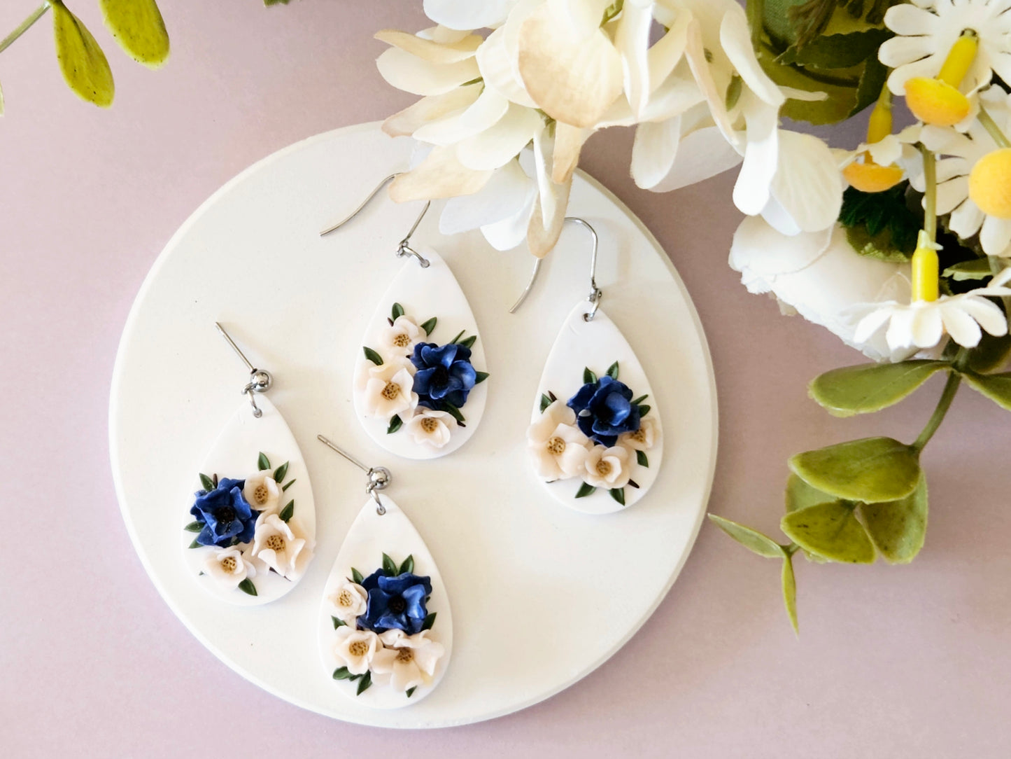 Blush and Blues Droplet Earrings